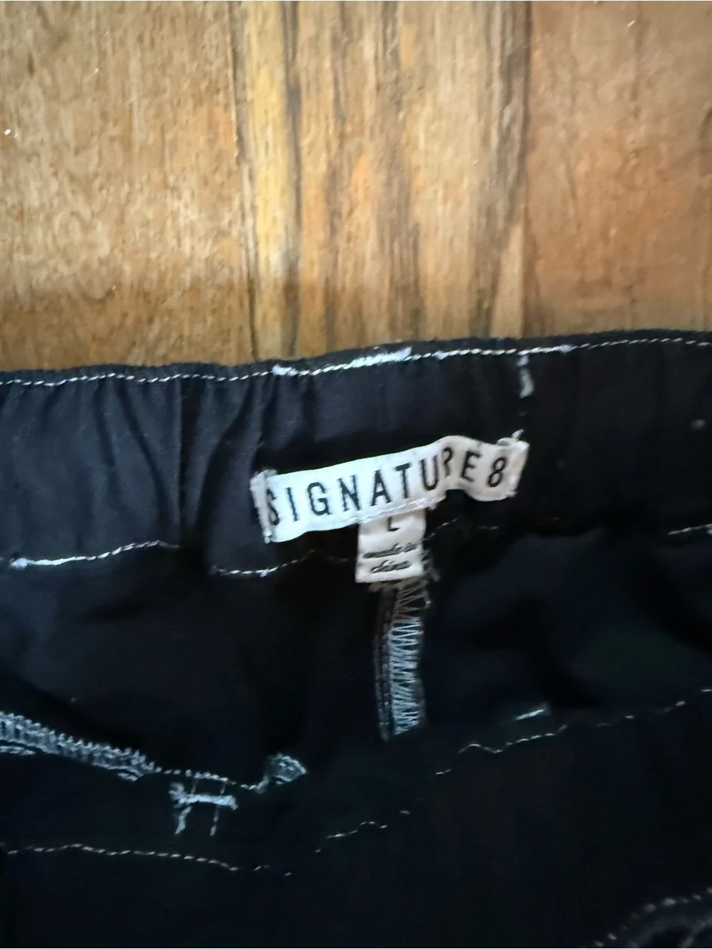 Signature8 Black Cargo Joggers with White Contrast Stitching